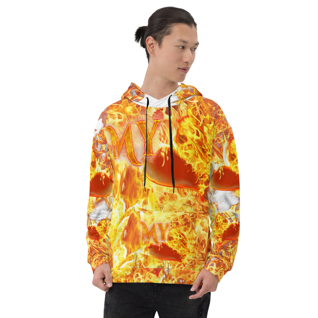 My Heart Burns For Jesus AOP -  (Unisex Hoodie) (Sizes Run Small)