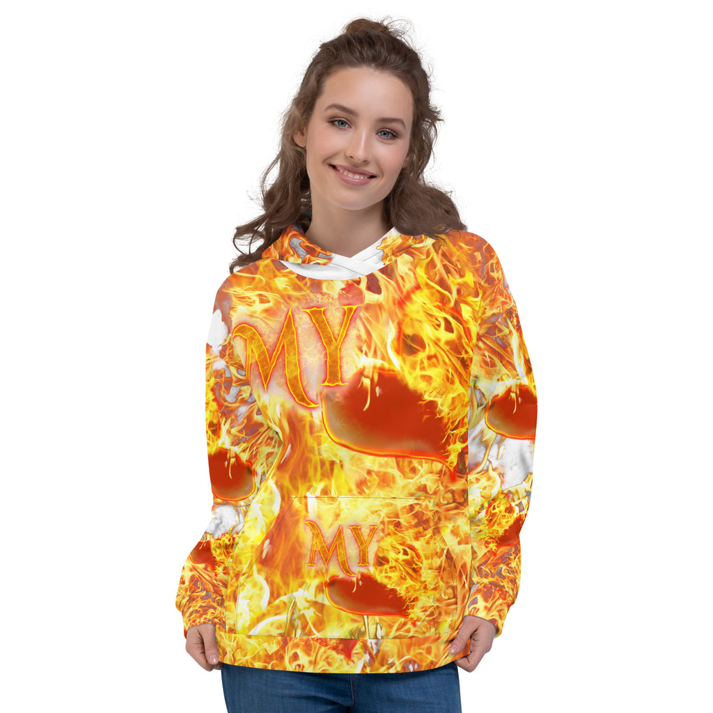 My Heart Burns For Jesus AOP -  (Unisex Hoodie) (Sizes Run Small)