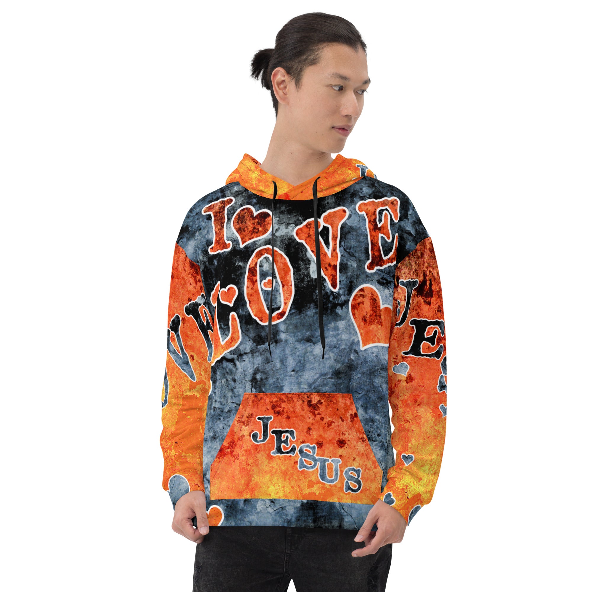 I Love Jesus w/Hearts AOP - Unisex Hoodie