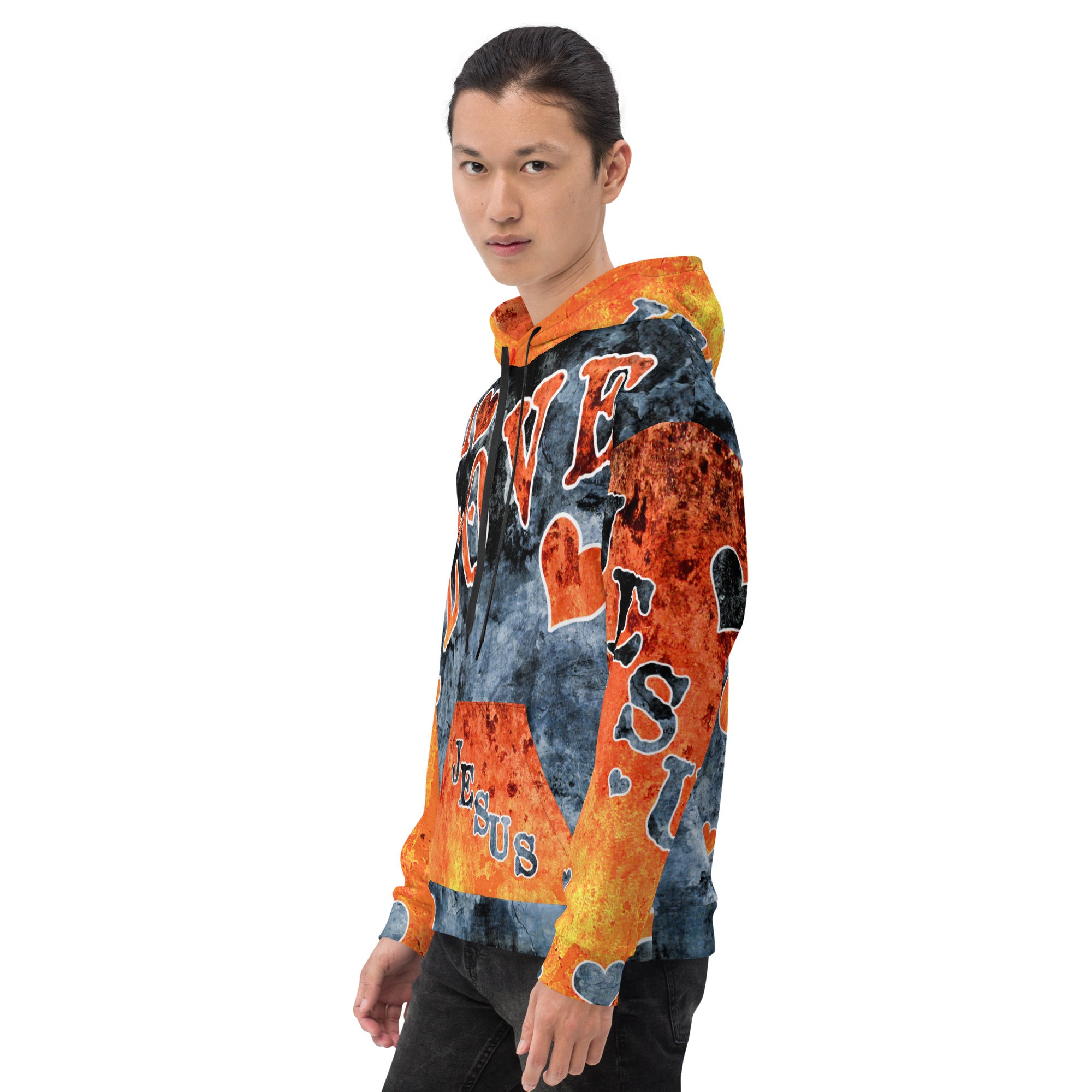 I Love Jesus w/Hearts AOP - Unisex Hoodie