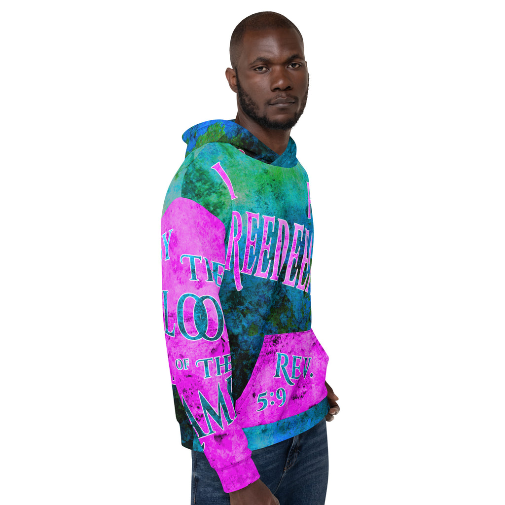 I AM REDEEMED BY THE BLOOD OF THE LAMB AOP - Unisex Hoodie (Sizes Run Small)