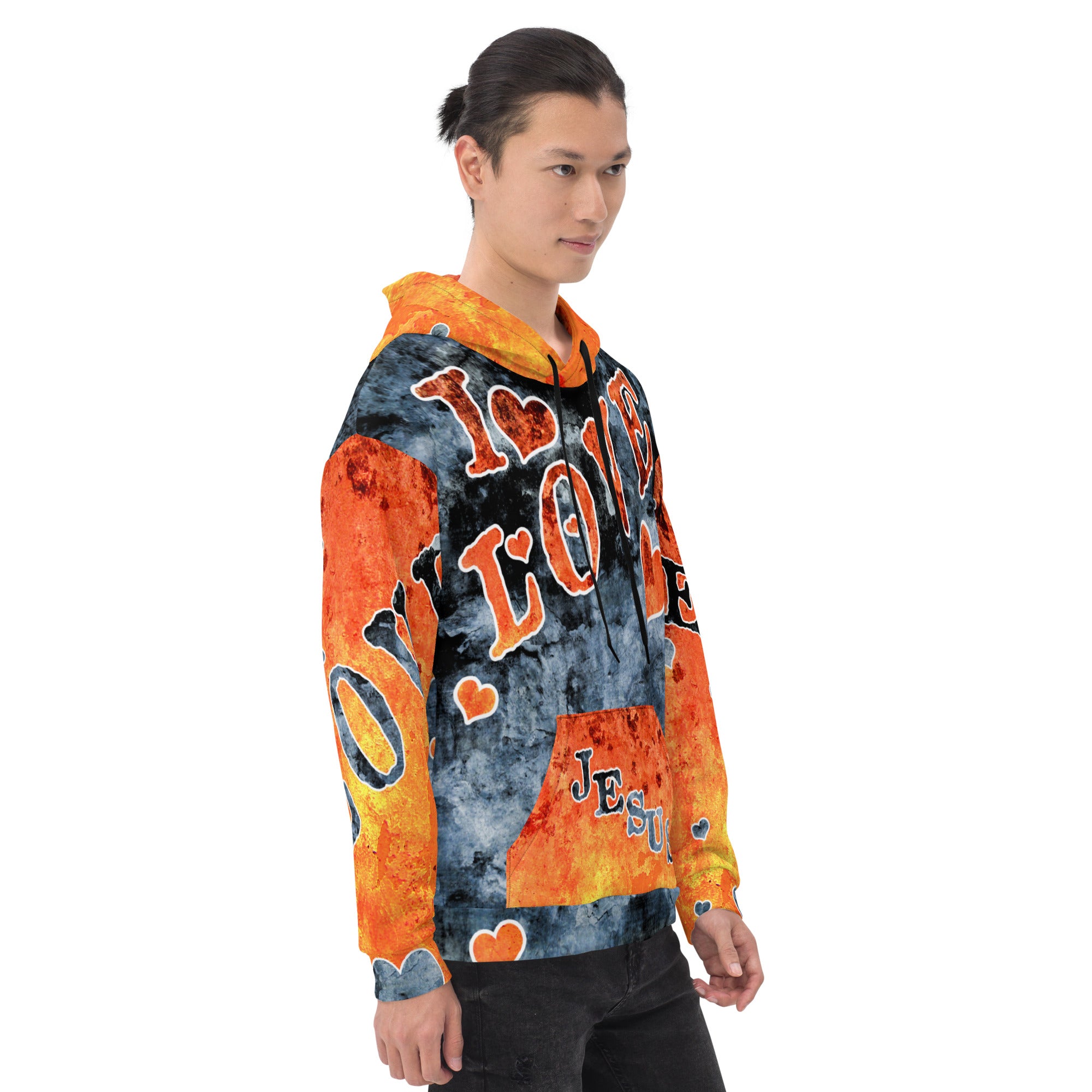 I Love Jesus w/Hearts AOP - Unisex Hoodie