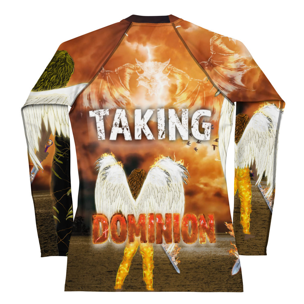 We Are Taking Dominion AOP -(Women's Rash Guard)