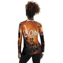 Load image into Gallery viewer, Jesus Lion of Judah CS AOP - (Women&#39;s Rash Guard)
