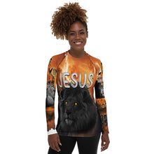 Load image into Gallery viewer, Jesus Lion of Judah CS AOP - (Women&#39;s Rash Guard)
