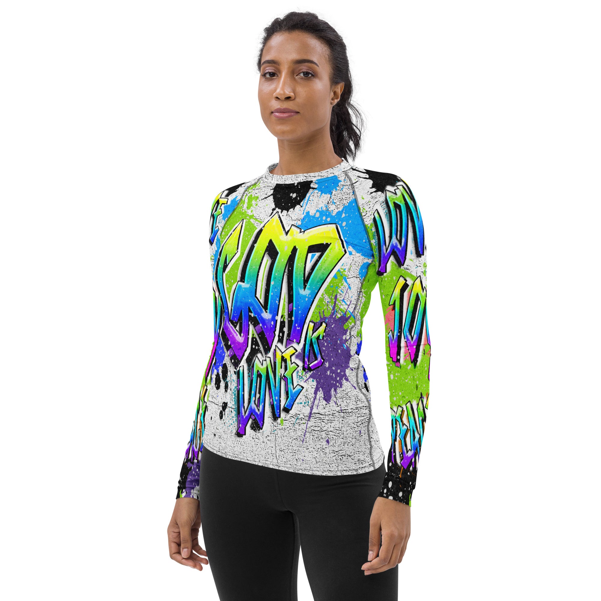 God is Love - Joy - Peace (Women's Long-Sleeve Rash Guard)
