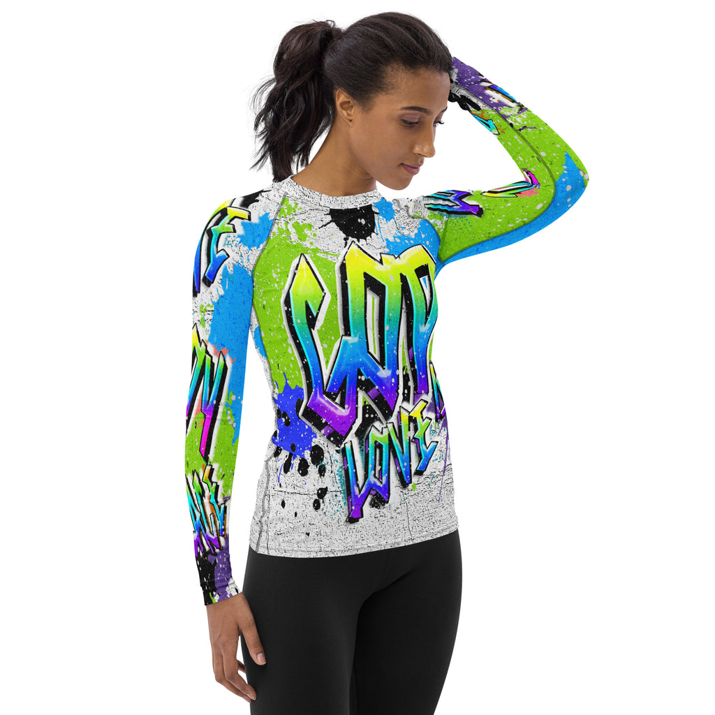 God is Love - Joy - Peace (Women's Long-Sleeve Rash Guard)