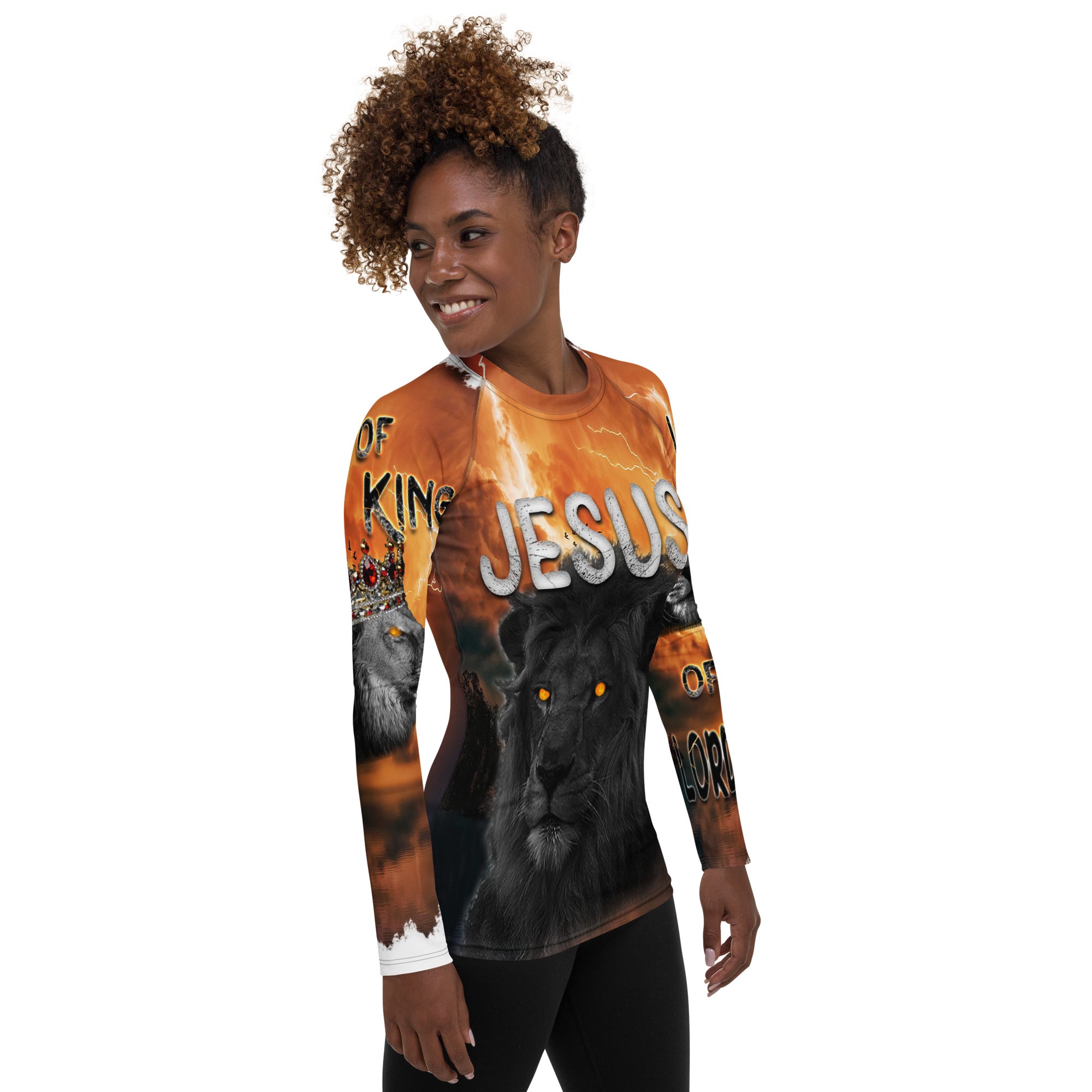 Jesus Lion of Judah CS AOP - (Women's Rash Guard)