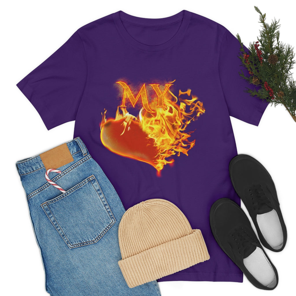 MY HEART BURNS FOR JESUS (Unisex Jersey Short Sleeve Tee)