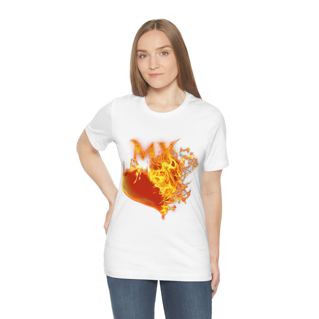 MY HEART BURNS FOR JESUS (Unisex Jersey Short Sleeve Tee)