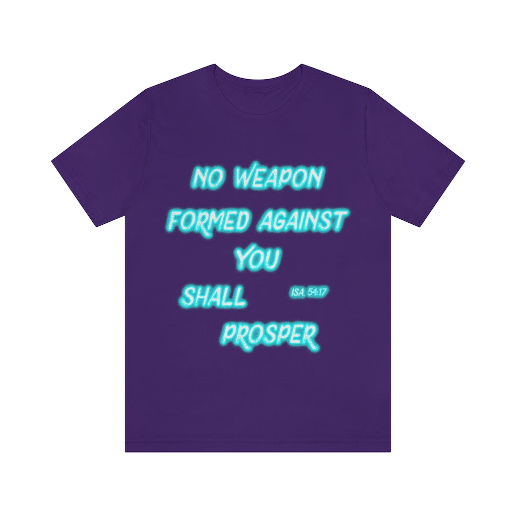 No Weapon ISA. 54:17 Blue Glowing Words (Unisex Jersey Short Sleeve Tee)