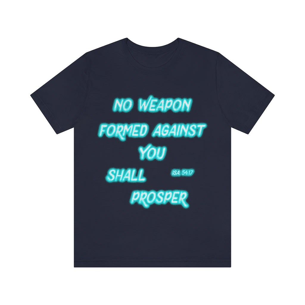 No Weapon ISA. 54:17 Blue Glowing Words (Unisex Jersey Short Sleeve Tee)