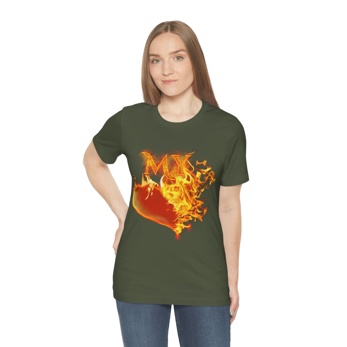 MY HEART BURNS FOR JESUS (Unisex Jersey Short Sleeve Tee)