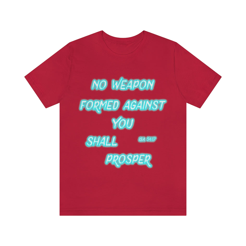 No Weapon ISA. 54:17 Blue Glowing Words (Unisex Jersey Short Sleeve Tee)