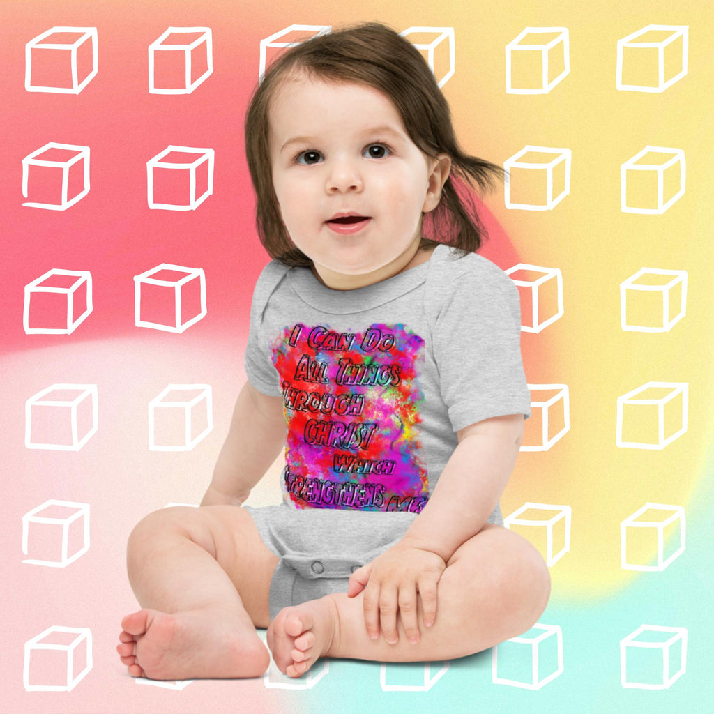 I Can Do All Things Philip 4:13 Colorful - Baby short sleeve one piece