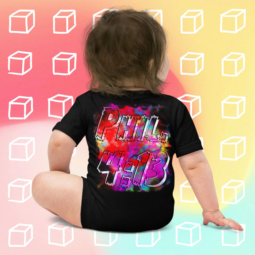 I Can Do All Things Philip 4:13 Colorful - Baby short sleeve one piece