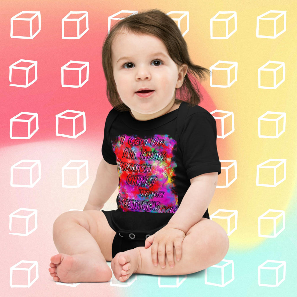 I Can Do All Things Philip 4:13 Colorful - Baby short sleeve one piece