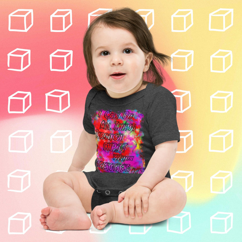 I Can Do All Things Philip 4:13 Colorful - Baby short sleeve one piece
