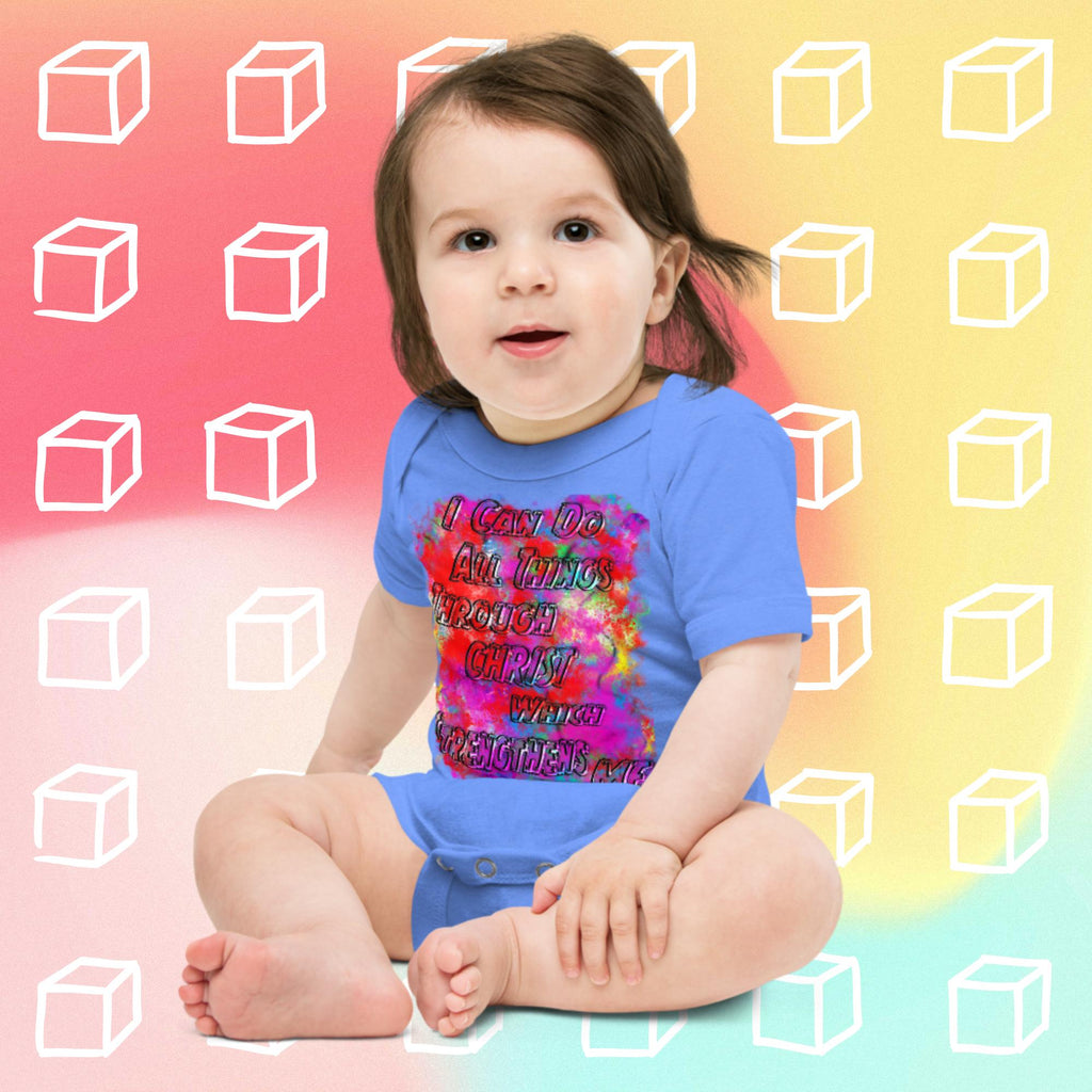 I Can Do All Things Philip 4:13 Colorful - Baby short sleeve one piece