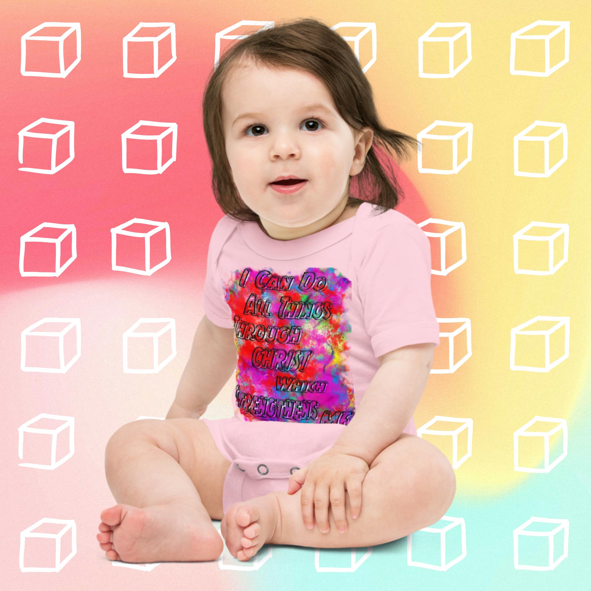 I Can Do All Things Philip 4:13 Colorful - Baby short sleeve one piece