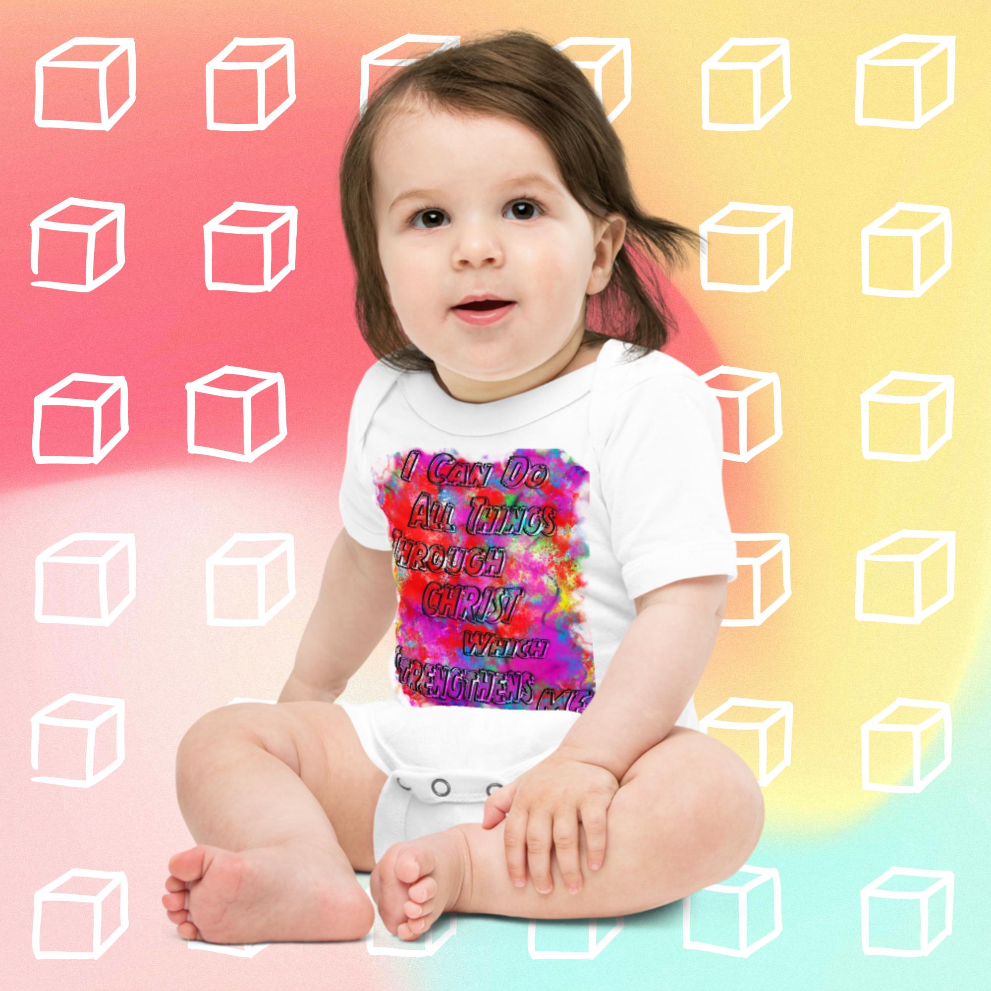 I Can Do All Things Philip 4:13 Colorful - Baby short sleeve one piece