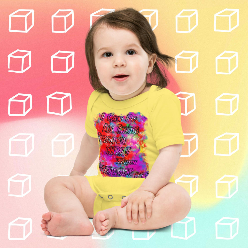 I Can Do All Things Philip 4:13 Colorful - Baby short sleeve one piece
