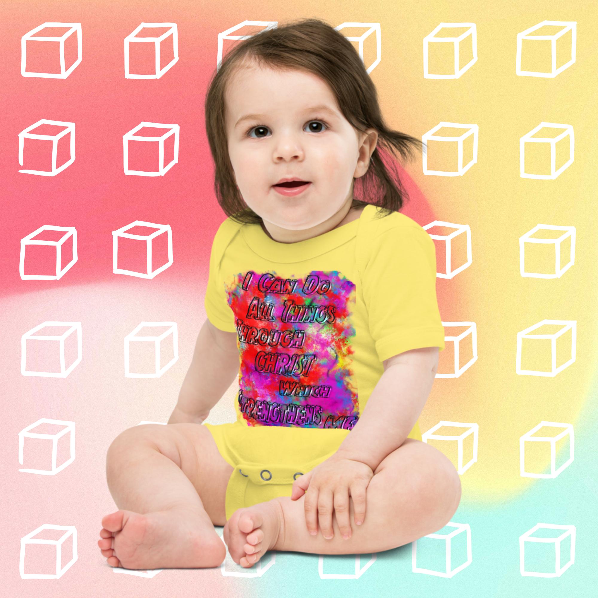 I Can Do All Things Philip 4:13 Colorful - Baby short sleeve one piece