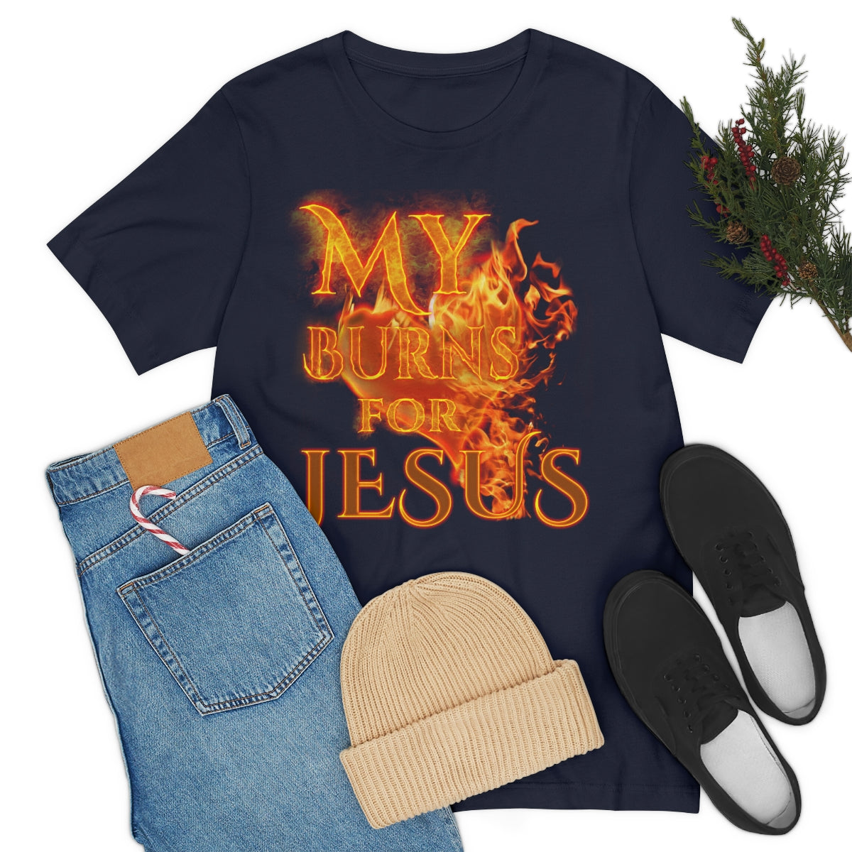 MY HEART BURNS FOR JESUS (Unisex Jersey Short Sleeve Tee)