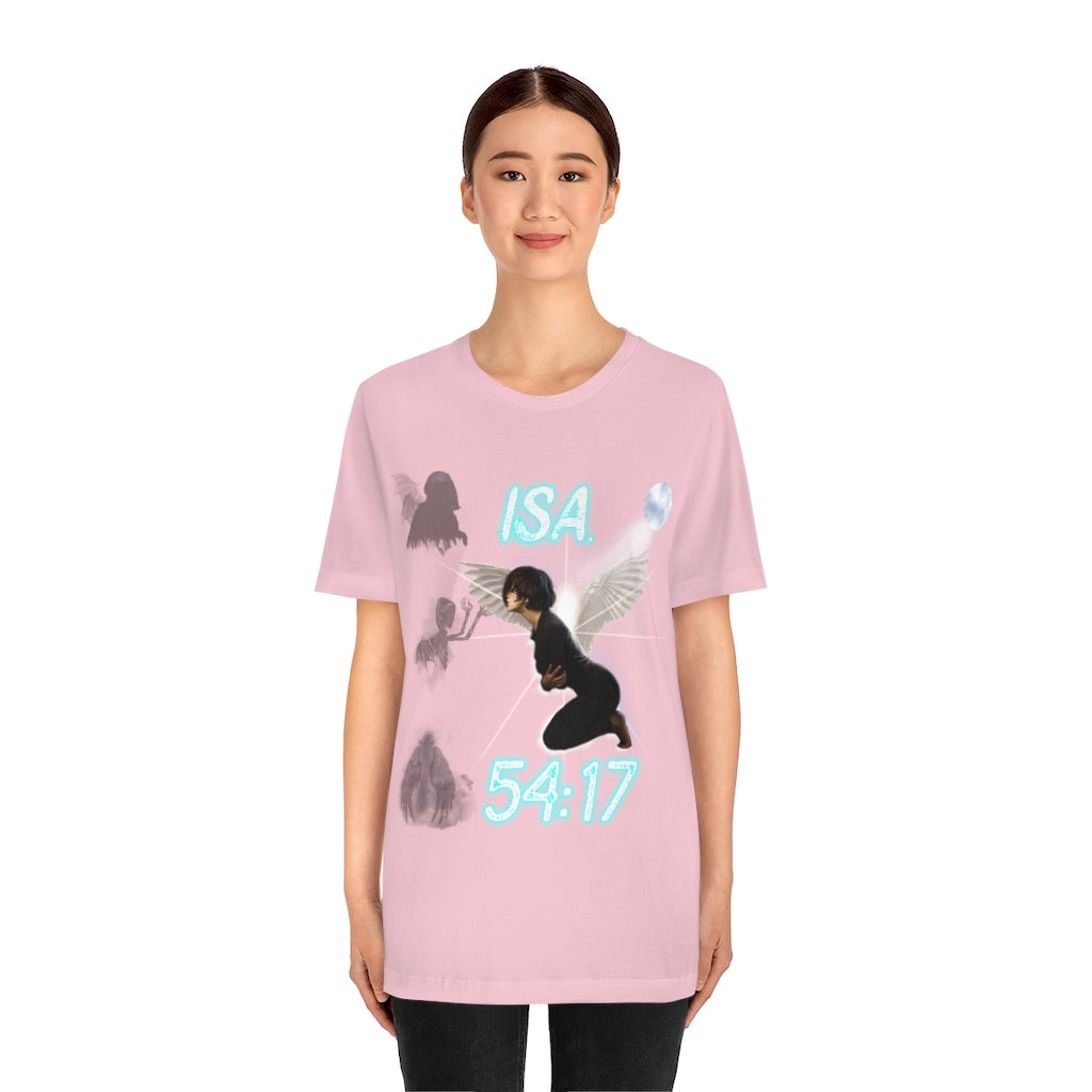 No Weapon ISA. 54:17 Blue Glowing Words (Unisex Jersey Short Sleeve Tee)