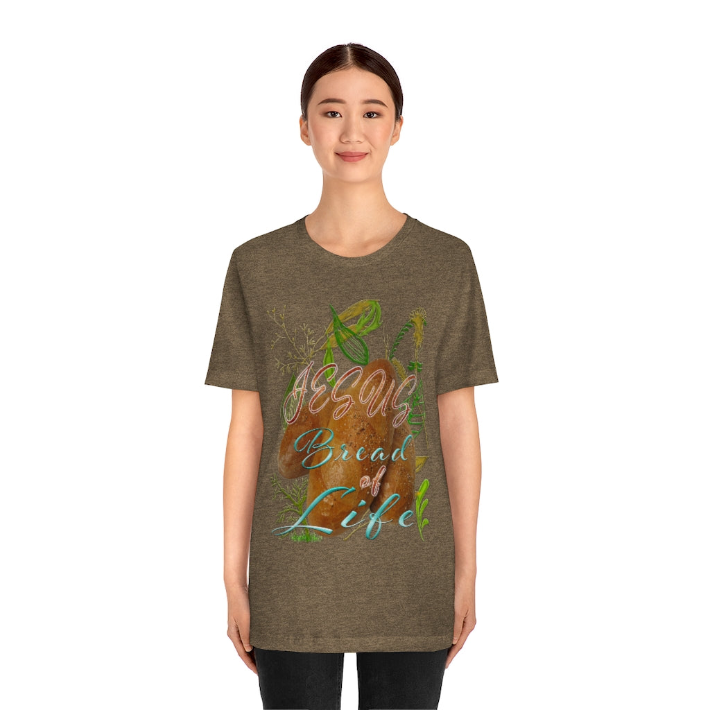 JESUS the Bread of Life & Rose - Unisex Jersey Short Sleeve Tee