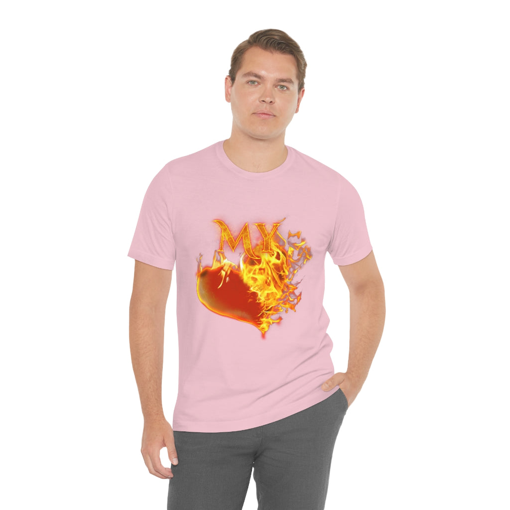 MY HEART BURNS FOR JESUS (Unisex Jersey Short Sleeve Tee)