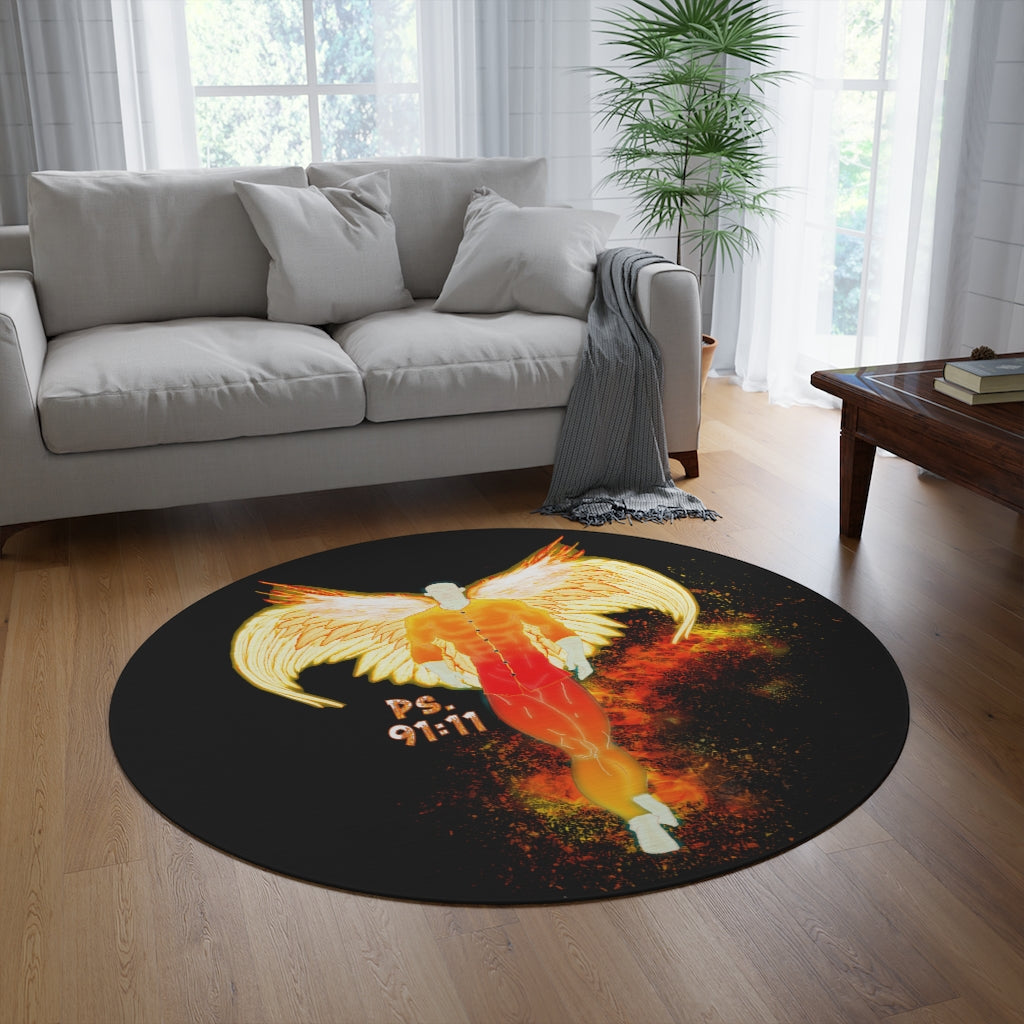 Light vs Darkness Fire Angel (Round Rug)