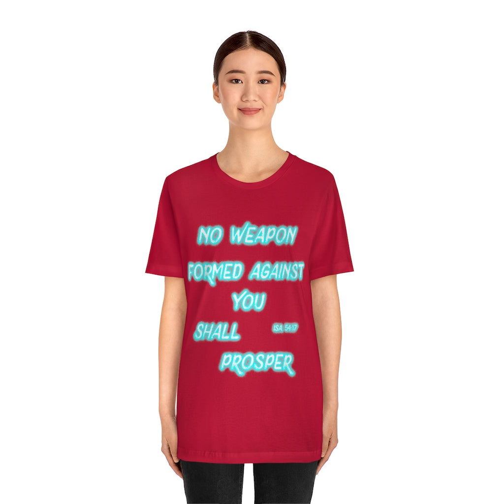 No Weapon ISA. 54:17 Blue Glowing Words (Unisex Jersey Short Sleeve Tee)