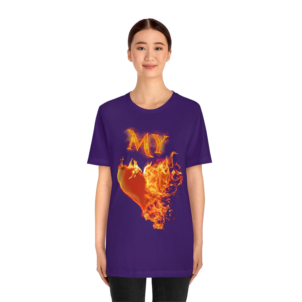 My Heart Burns for Jesus Unisex Jersey Short Sleeve Tee
