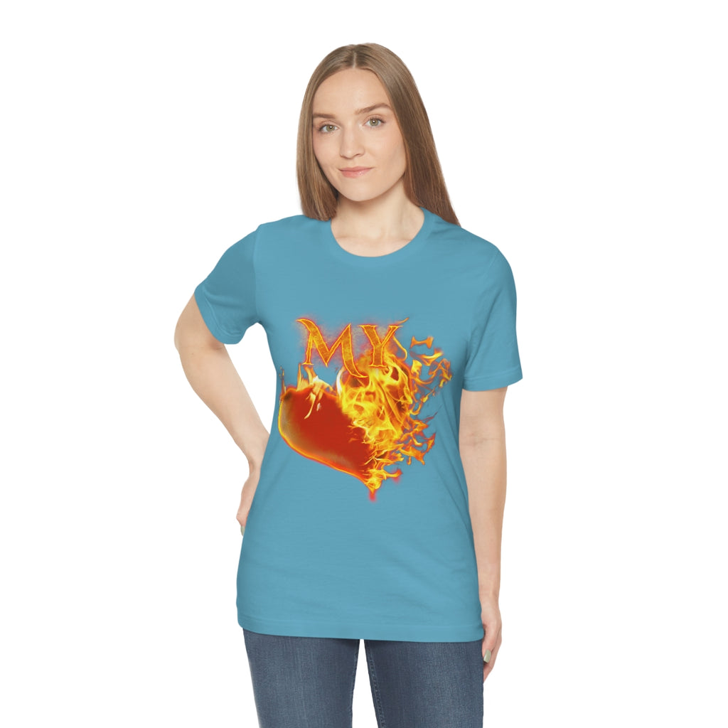 MY HEART BURNS FOR JESUS (Unisex Jersey Short Sleeve Tee)