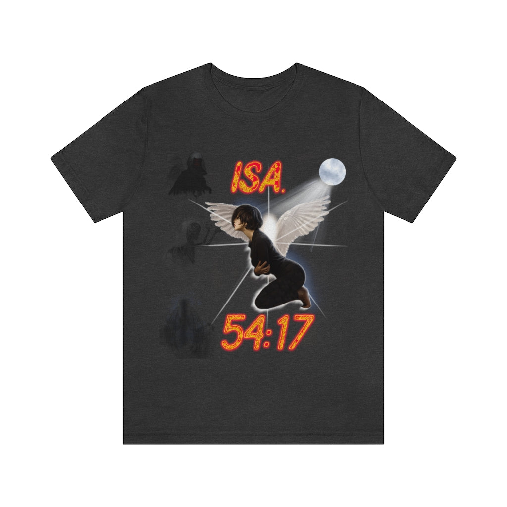 No Weapon ISA. 54:17 Blue Glowing Words (Unisex Jersey Short Sleeve Tee)