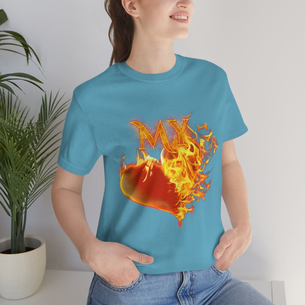 MY HEART BURNS FOR JESUS (Unisex Jersey Short Sleeve Tee)
