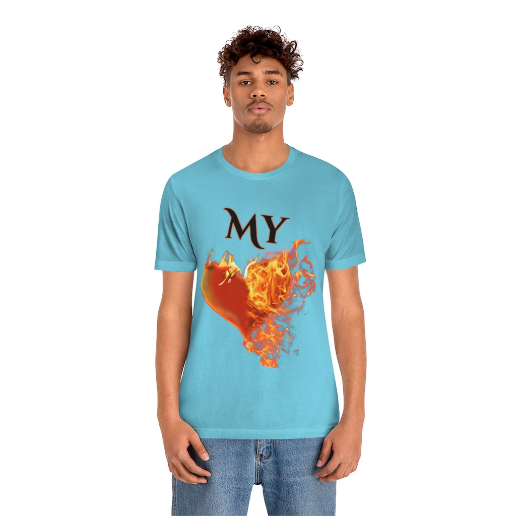 My Heart Burns for Jesus Unisex Jersey Short Sleeve Tee