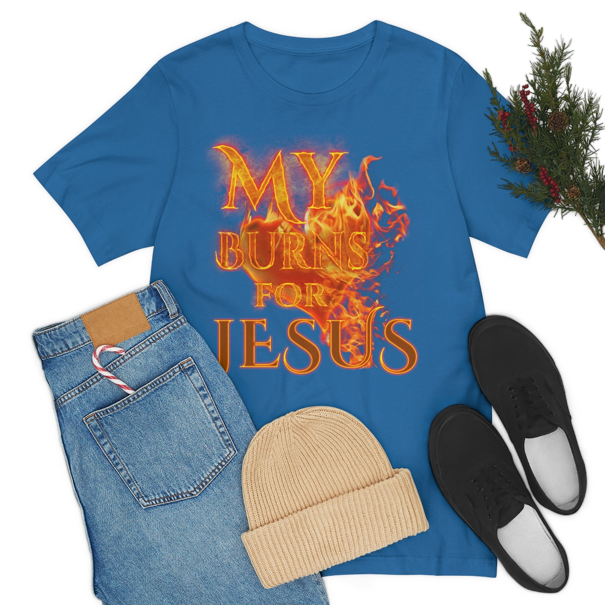 MY HEART BURNS FOR JESUS (Unisex Jersey Short Sleeve Tee)