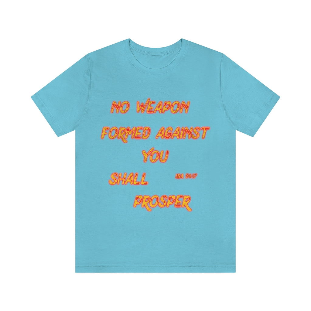 No Weapon ISA. 54:17 Blue Glowing Words (Unisex Jersey Short Sleeve Tee)