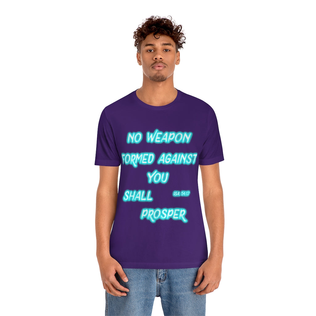 No Weapon ISA. 54:17 Blue Glowing Words (Unisex Jersey Short Sleeve Tee)
