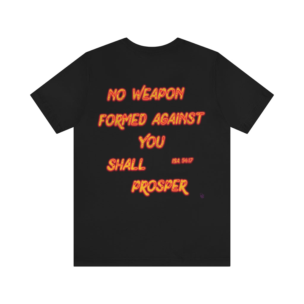 No Weapon ISA. 54:17 Blue Glowing Words (Unisex Jersey Short Sleeve Tee)