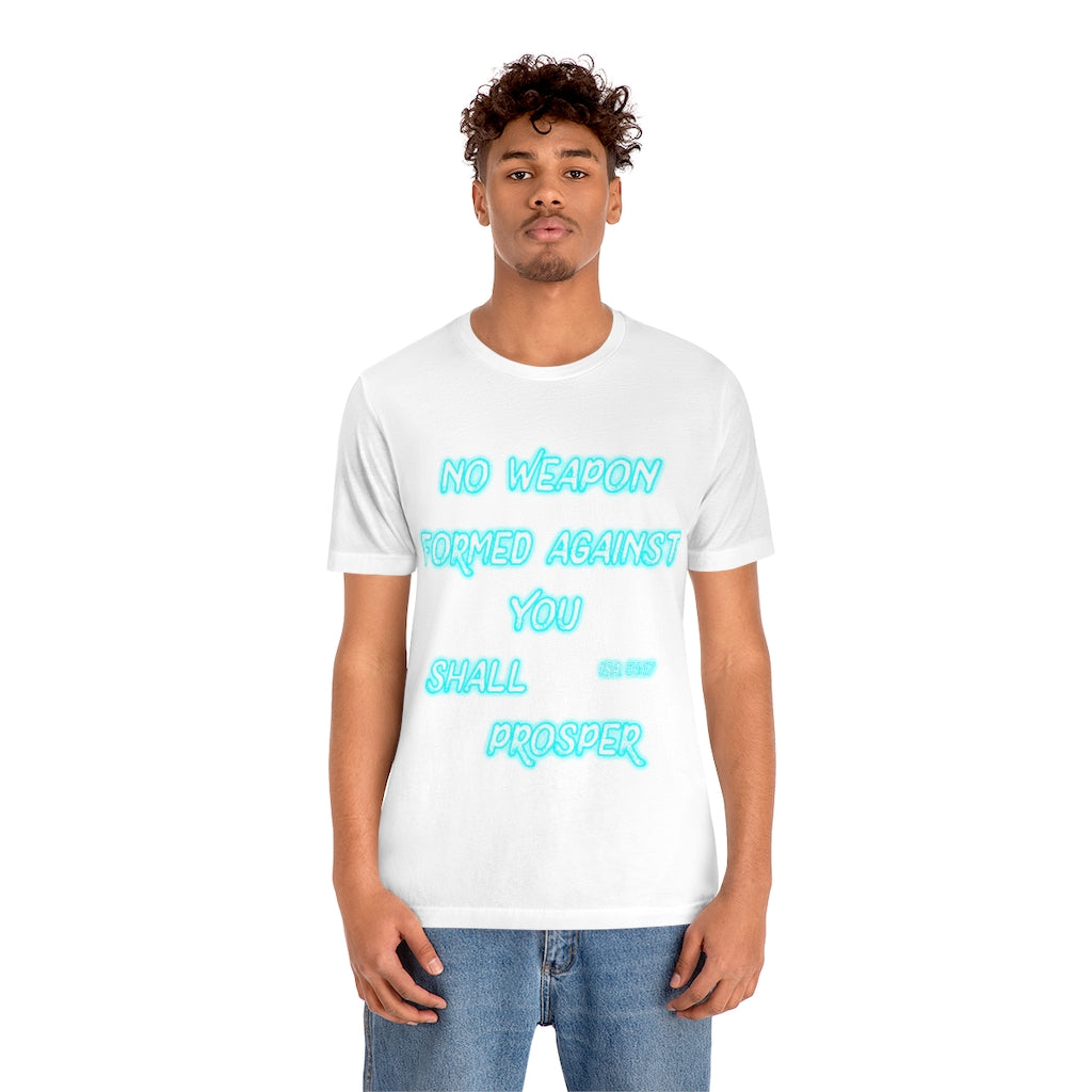 No Weapon ISA. 54:17 Blue Glowing Words (Unisex Jersey Short Sleeve Tee)