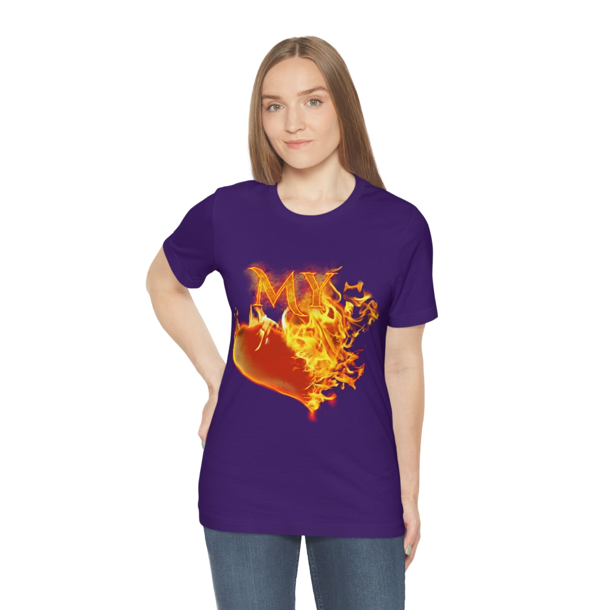 MY HEART BURNS FOR JESUS (Unisex Jersey Short Sleeve Tee)