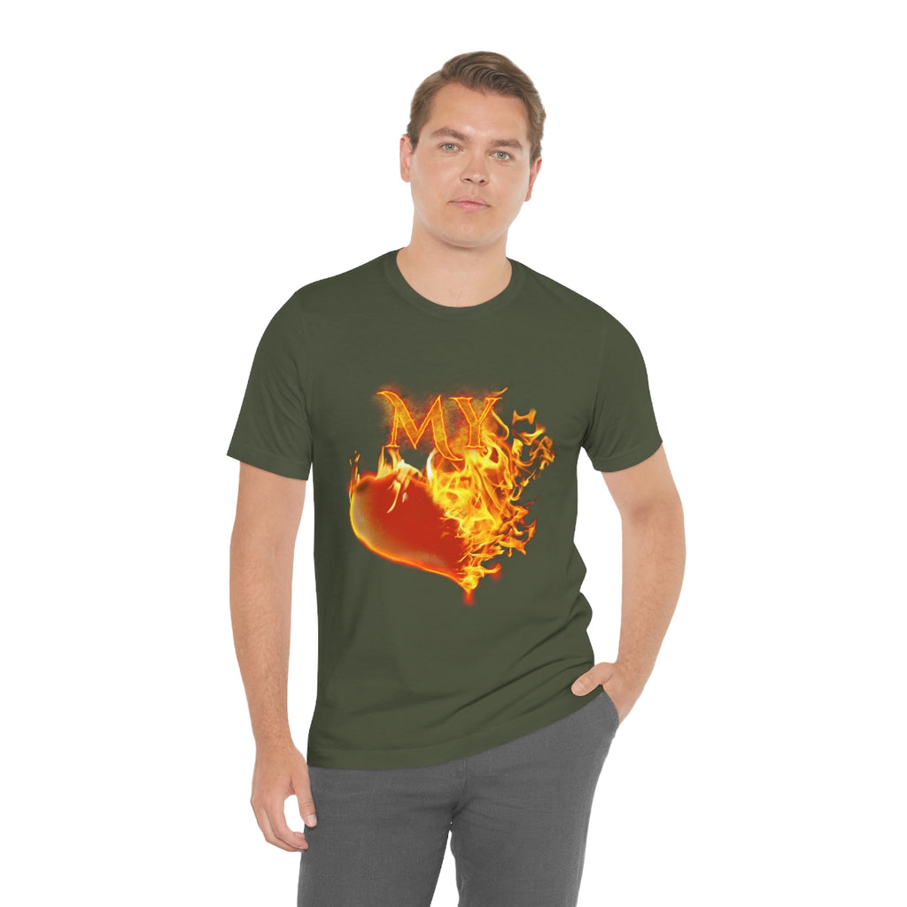 MY HEART BURNS FOR JESUS (Unisex Jersey Short Sleeve Tee)