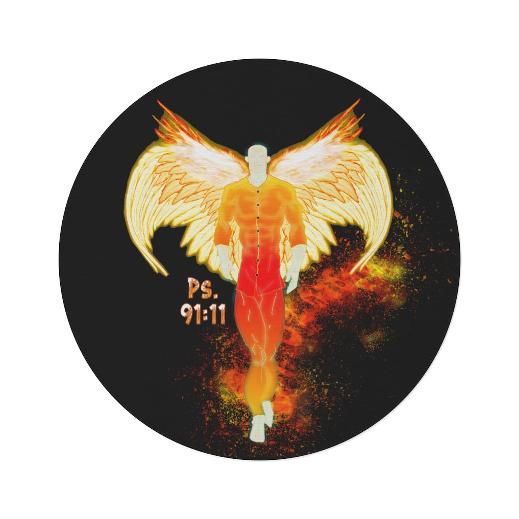 Light vs Darkness Fire Angel (Round Rug)