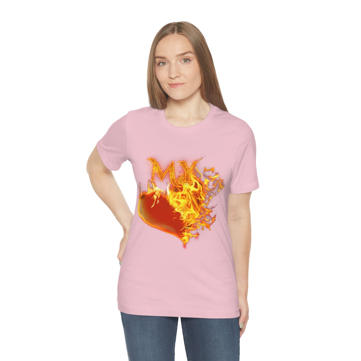MY HEART BURNS FOR JESUS (Unisex Jersey Short Sleeve Tee)