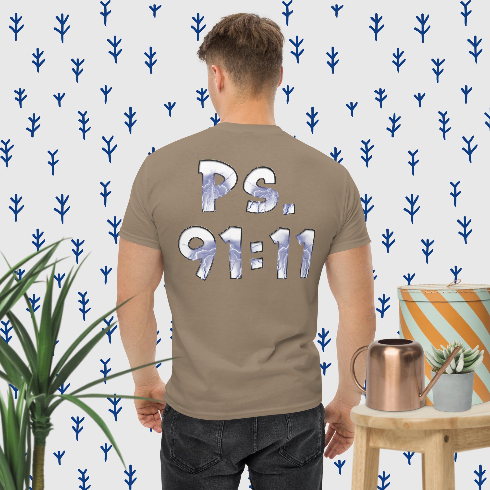Ps. 91:11 Angel Blue Fire - Men's classic tee