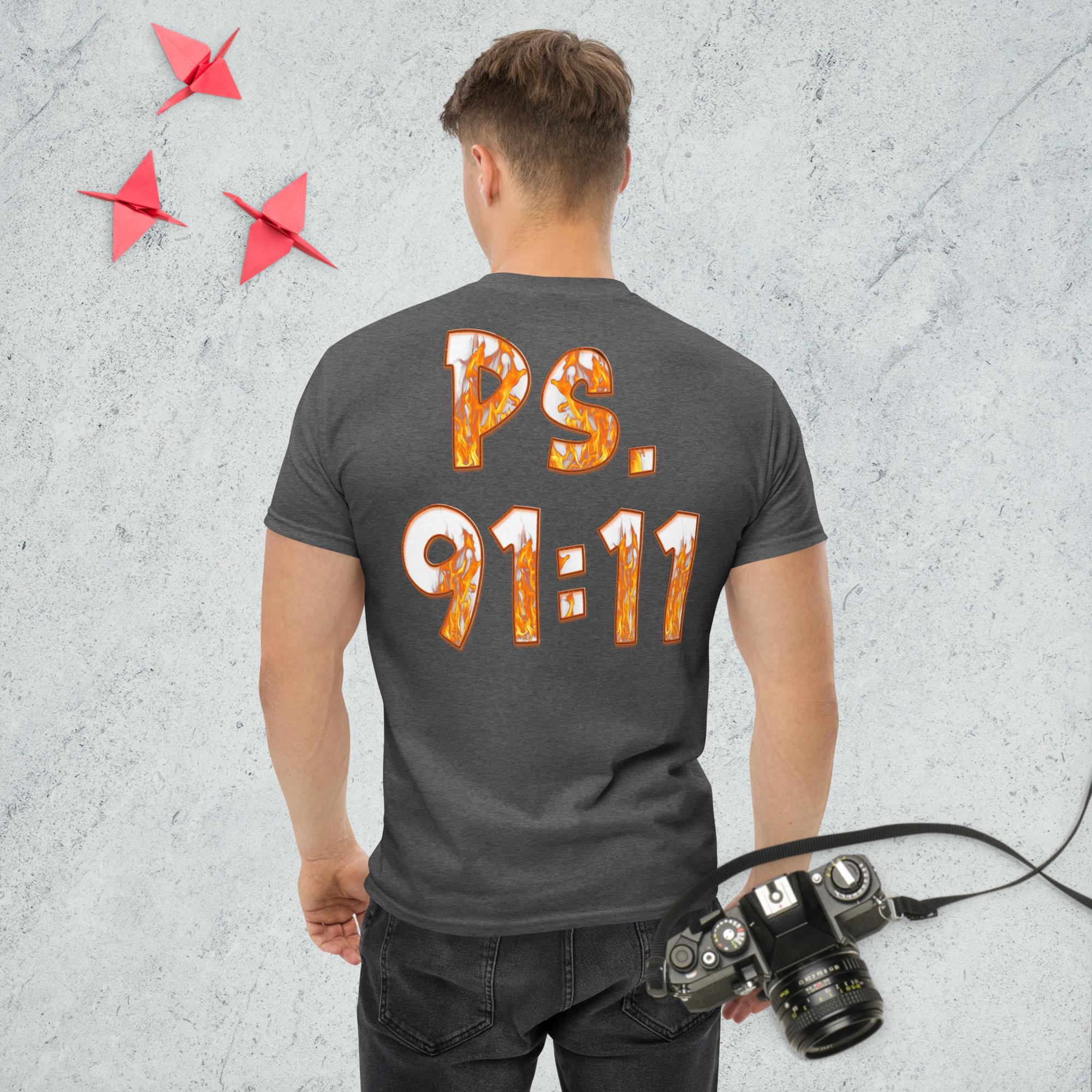 Ps. 91:11 Angle Fire Orange - Men's classic tee