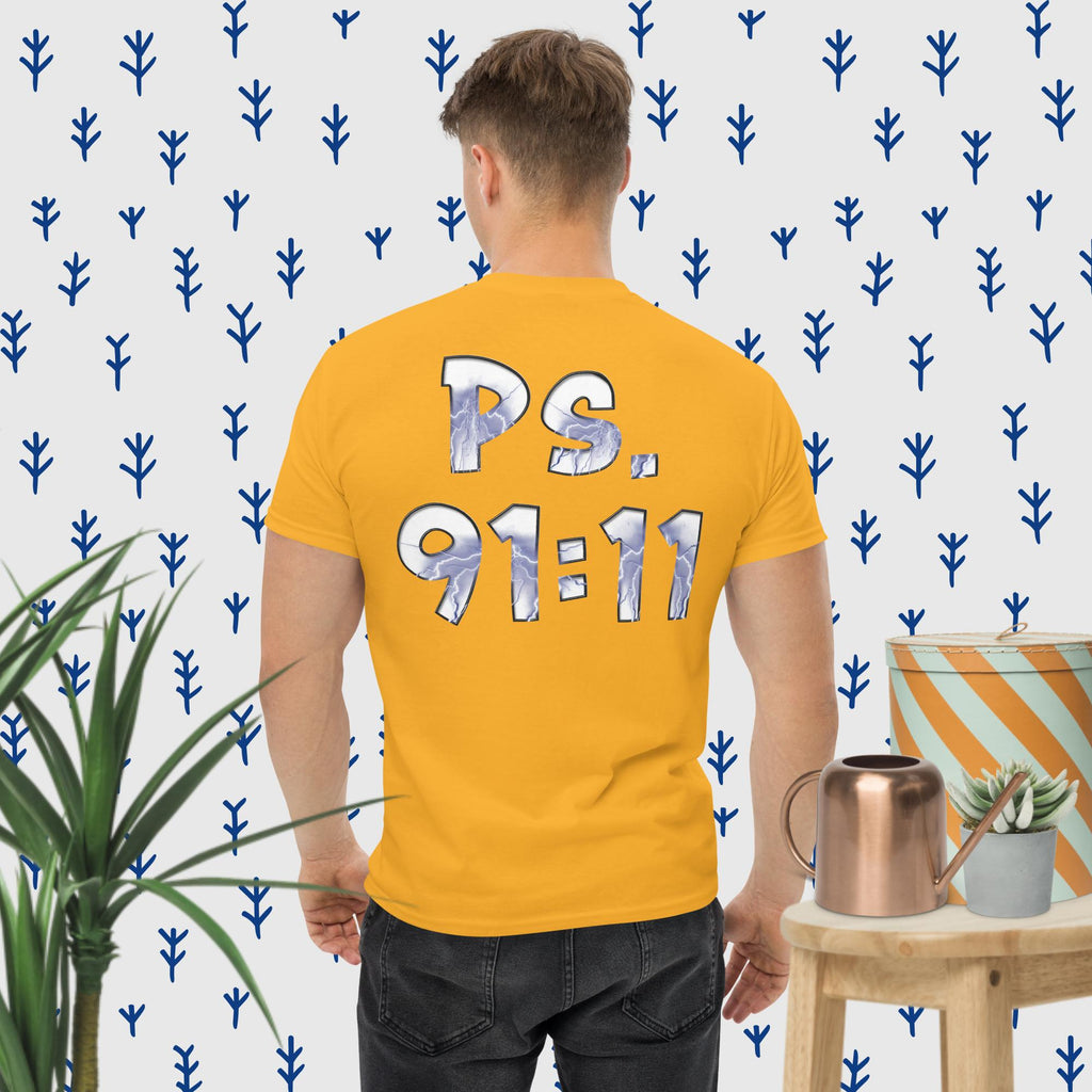 Ps. 91:11 Angel Blue Fire - Men's classic tee